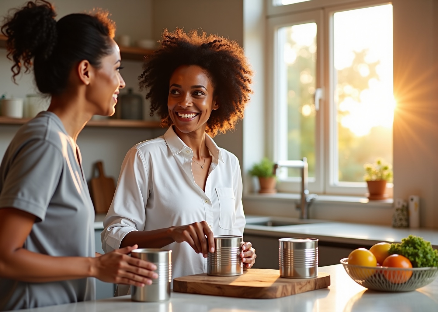 Diverse older adults using ergonomic and electric easy-open can openers in a warm kitchen, close-ups of soft-grip handles and a smooth-edge lid being lifted safely